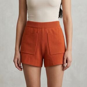 Unbranded Women's Knit Shorts Rust High Waist Cozy Luxury Pocket Boho Medium